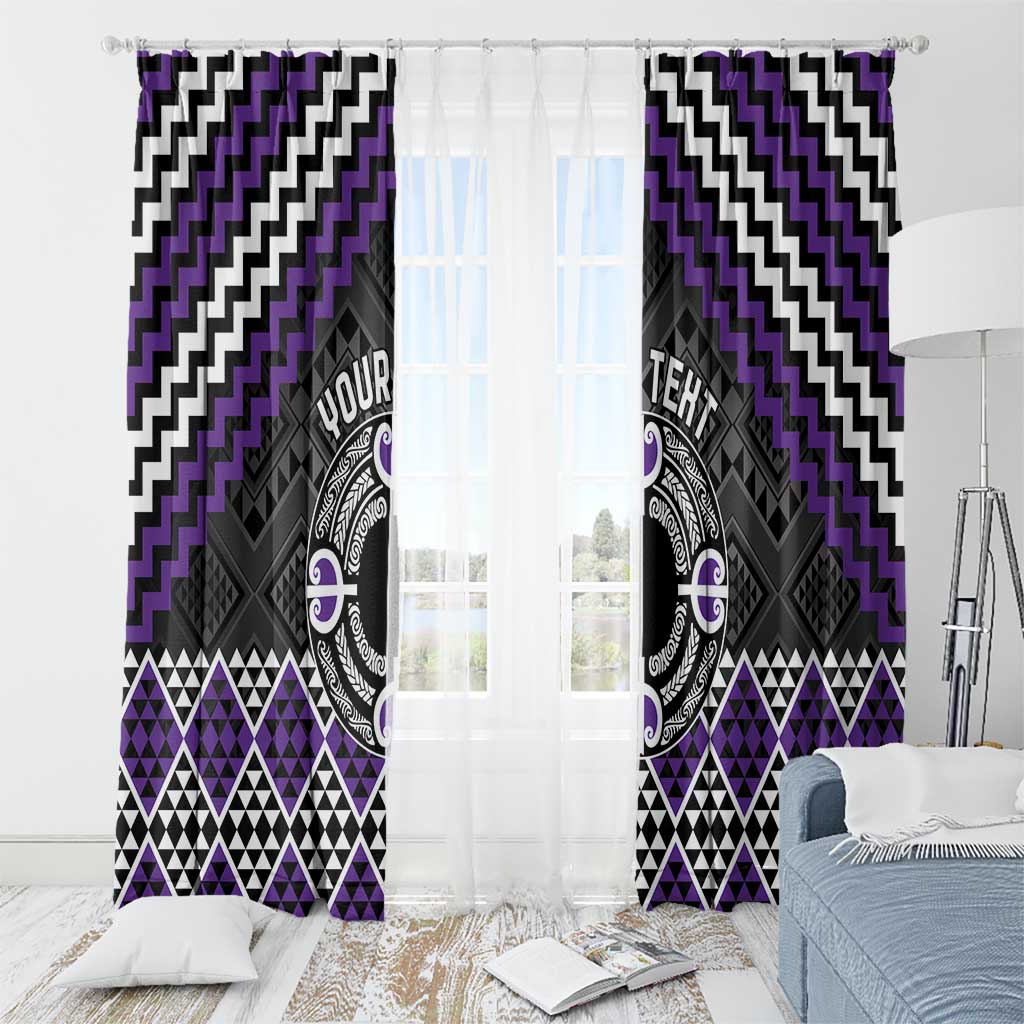 Personalised Aotearoa Niho Taniwha Motif Window Curtain Violet Style