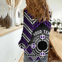 Personalised Aotearoa Niho Taniwha Motif Women Casual Shirt Violet Style
