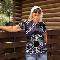 Personalised Aotearoa Niho Taniwha Motif Women Polo Shirt Violet Style