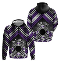 Personalised Aotearoa Niho Taniwha Motif Zip Hoodie Violet Style