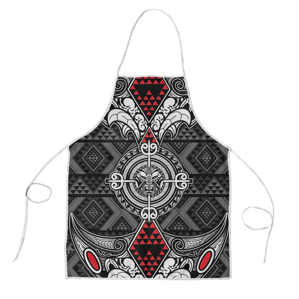 Black Aotearoa Taniko Motif Apron Vintage Maori New Zealand Tribal Art Pattern - Polynesian Pride