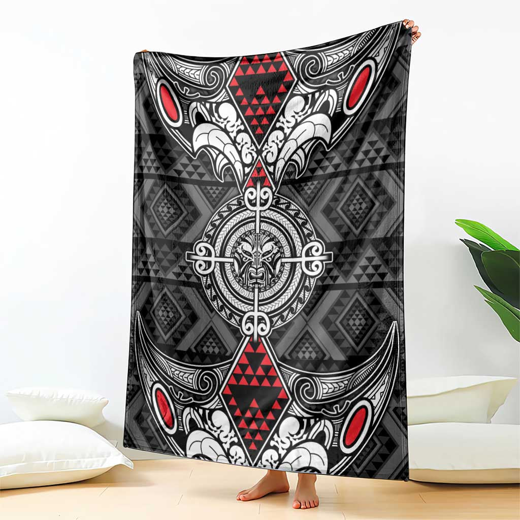 Black Aotearoa Taniko Motif Blanket Vintage Maori New Zealand Tribal Art Pattern