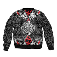 Black Aotearoa Tanilo Motif Bomber Jacket Vintage Maori New Zealand Tribal Art Pattern