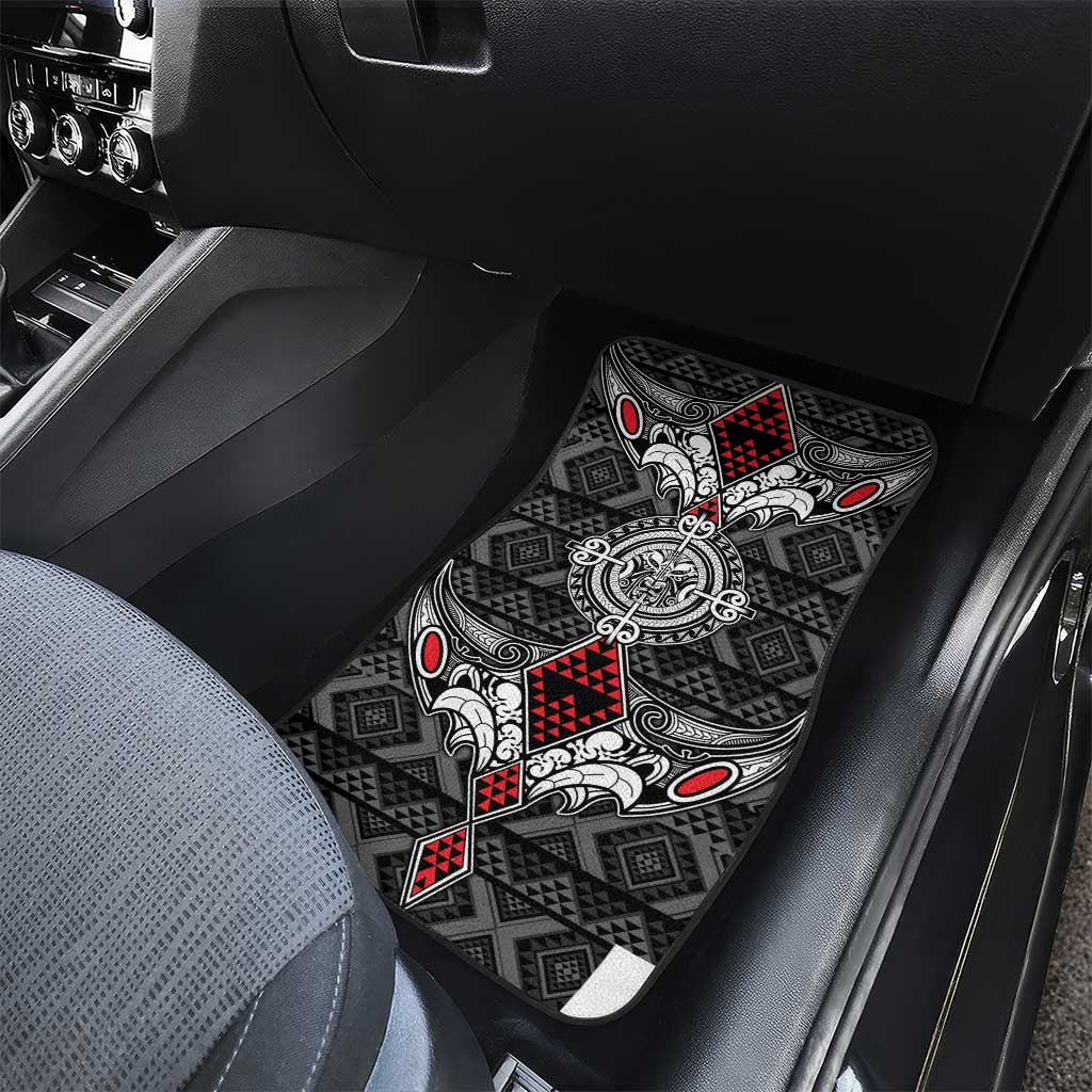 Black Aotearoa Taniko Motif Car Mats Vintage Maori New Zealand Tribal Art Pattern