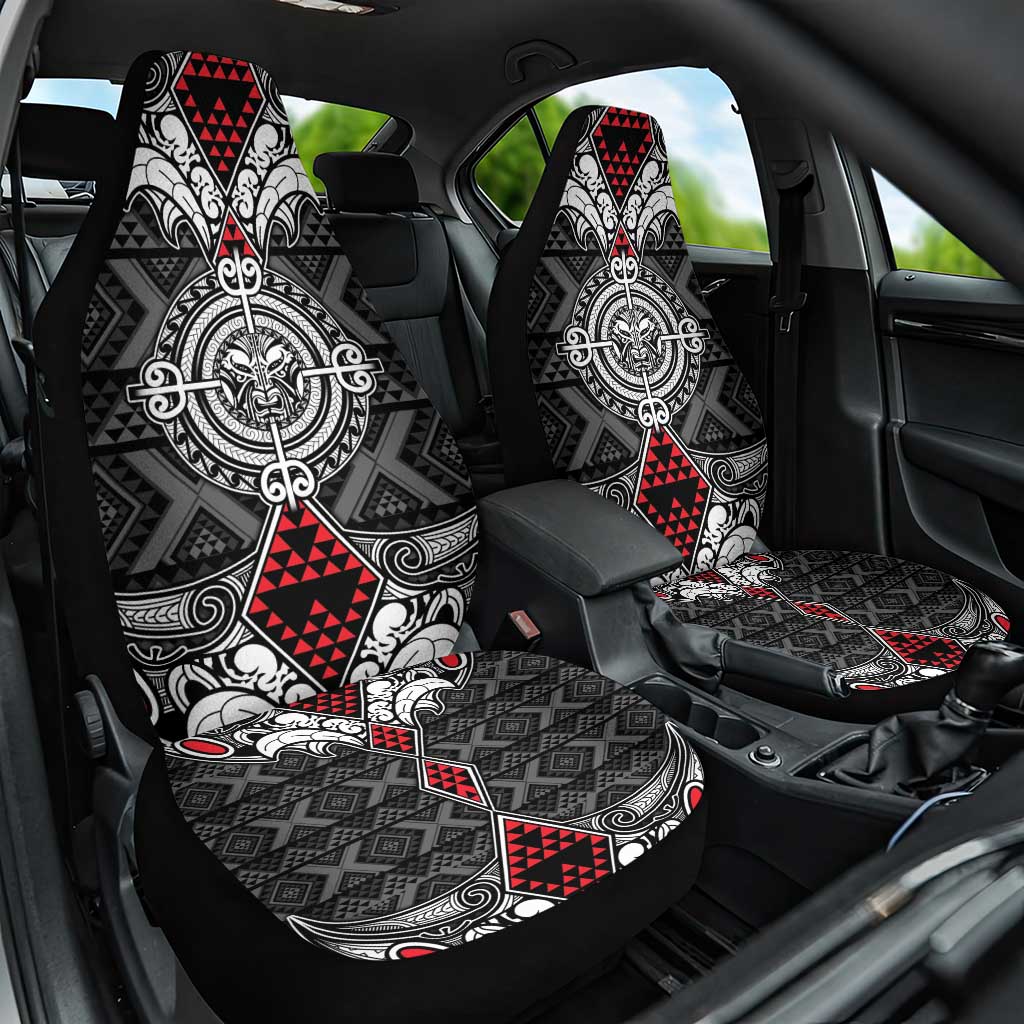 Black Aotearoa Taniko Motif Car Seat Cover Vintage Maori New Zealand Tribal Art Pattern