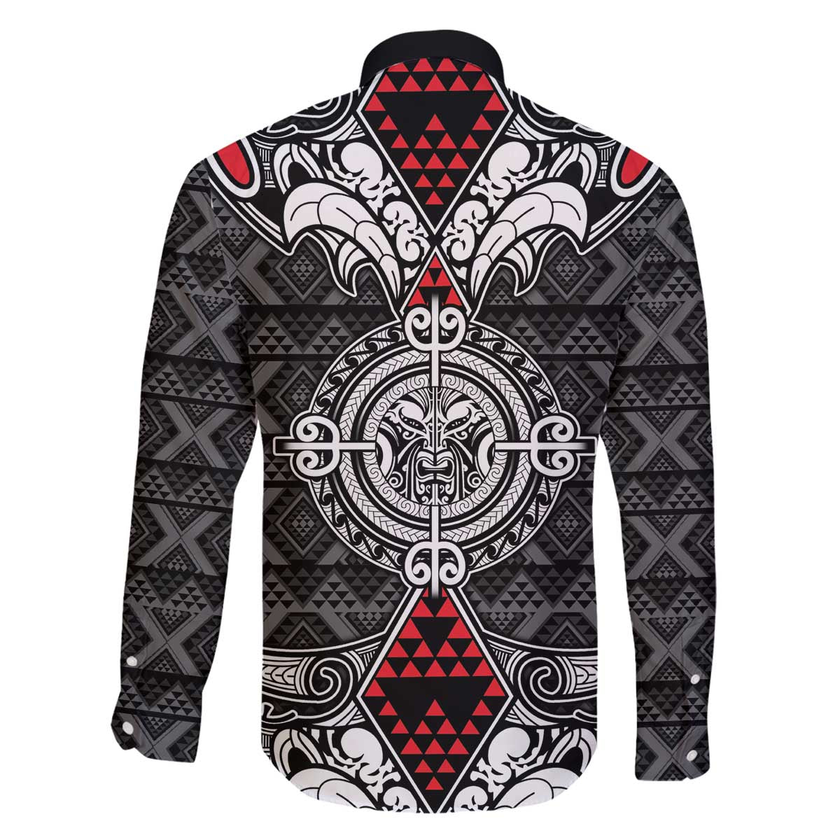 Black Aotearoa Tanilo Motif Family Matching Off The Shoulder Long Sleeve Dress and Hawaiian Shirt Vintage Maori New Zealand Tribal Art Pattern LT9 - Polynesian Pride