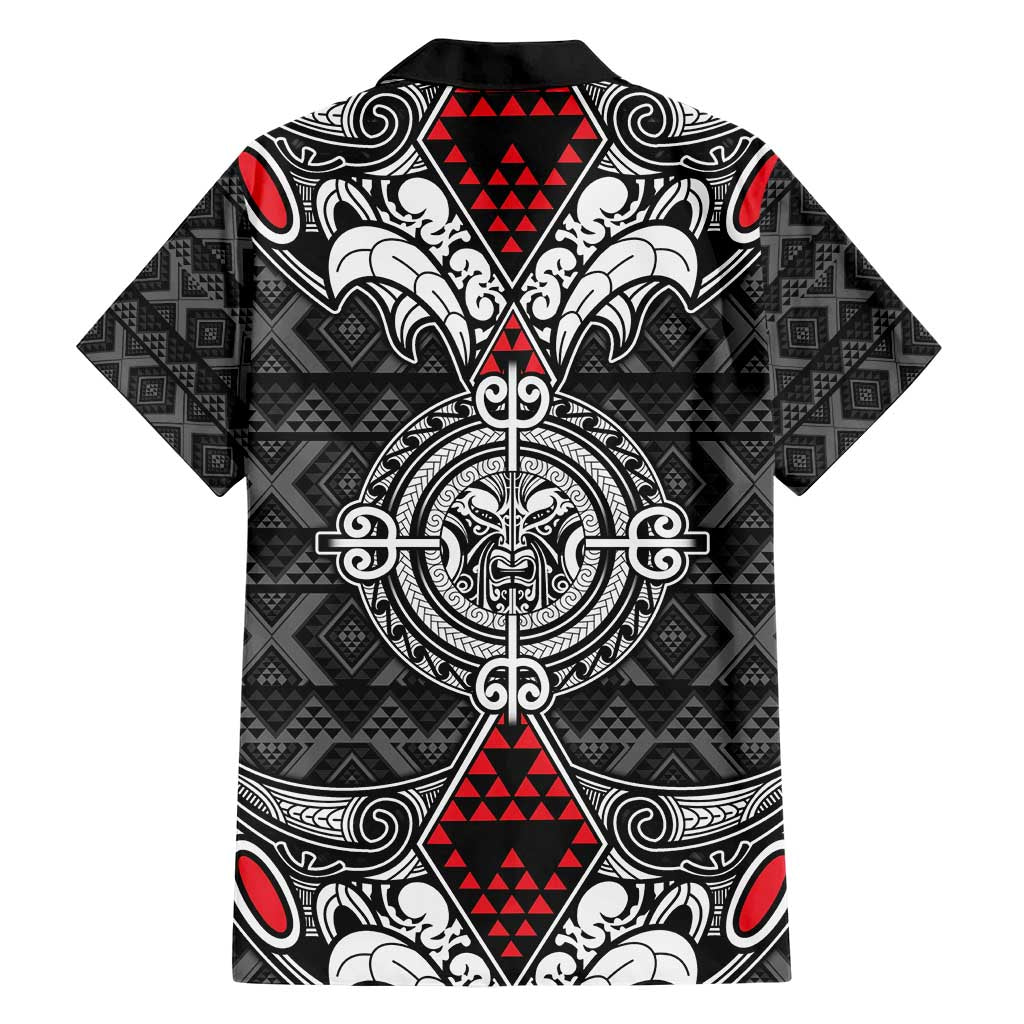 Black Aotearoa Tanilo Motif Family Matching Short Sleeve Bodycon Dress and Hawaiian Shirt Vintage Maori New Zealand Tribal Art Pattern