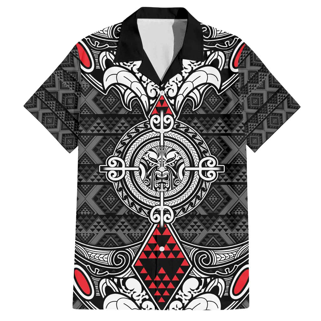 Black Aotearoa Tanilo Motif Family Matching Tank Maxi Dress and Hawaiian Shirt Vintage Maori New Zealand Tribal Art Pattern