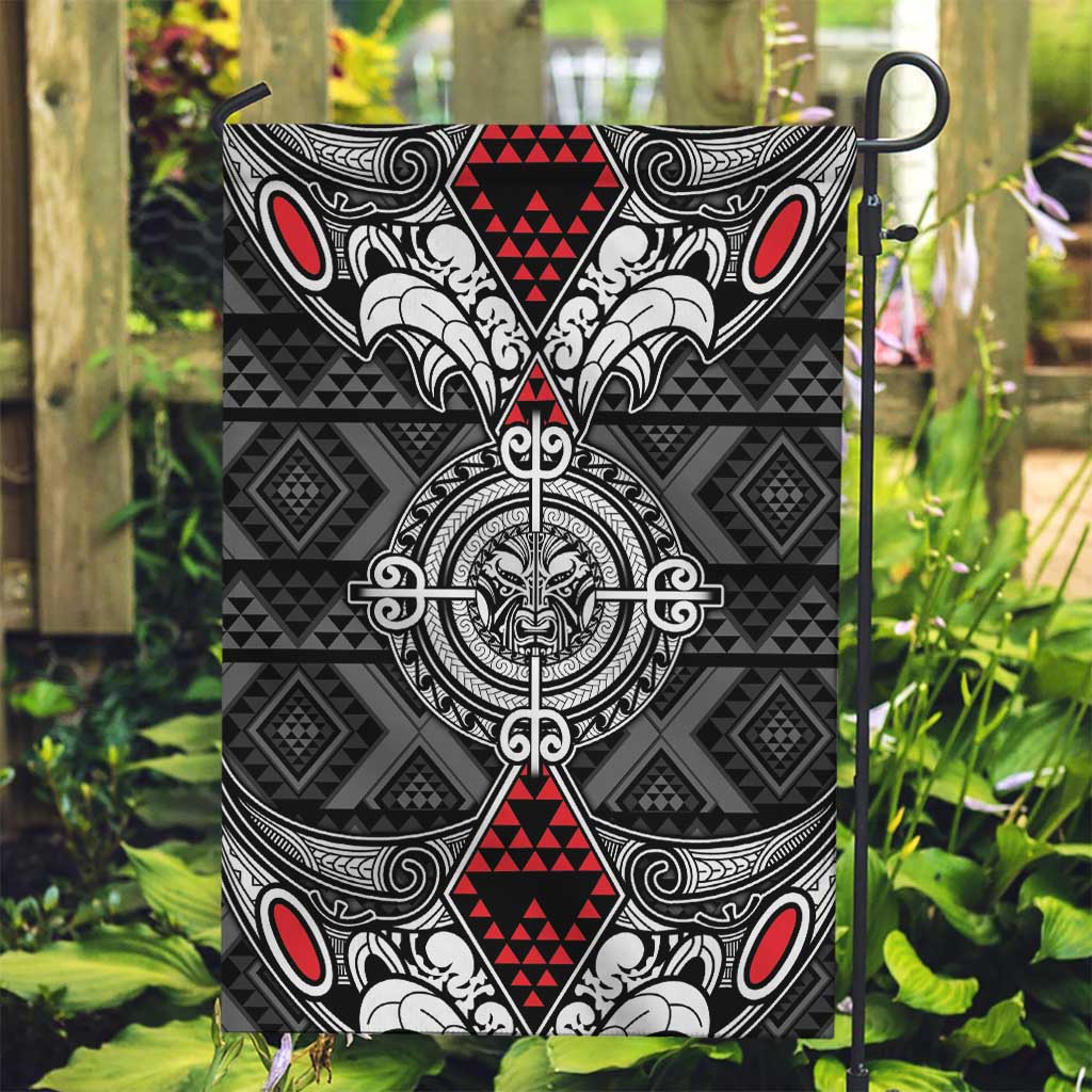 Black Aotearoa Taniko Motif Garden Flag Vintage Maori New Zealand Tribal Art Pattern