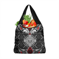 Black Aotearoa Taniko Motif Grocery Bag Vintage Maori New Zealand Tribal Art Pattern