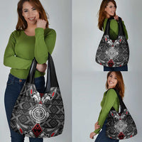 Black Aotearoa Taniko Motif Grocery Bag Vintage Maori New Zealand Tribal Art Pattern