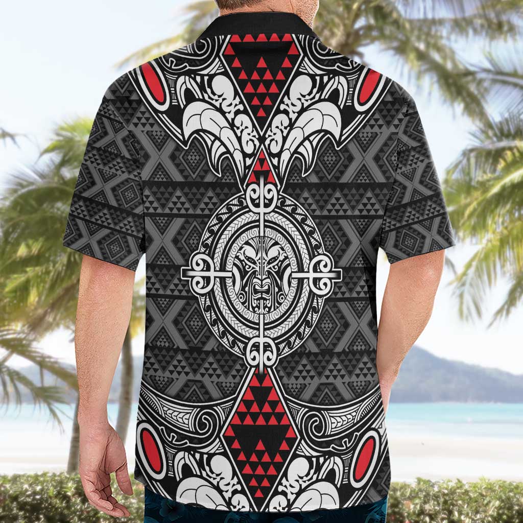 Black Aotearoa Tanilo Motif Hawaiian Shirt Vintage Maori New Zealand Tribal Art Pattern