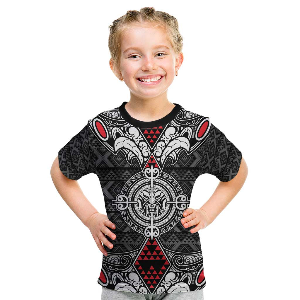 Black Aotearoa Tanilo Motif Kid T Shirt Vintage Maori New Zealand Tribal Art Pattern