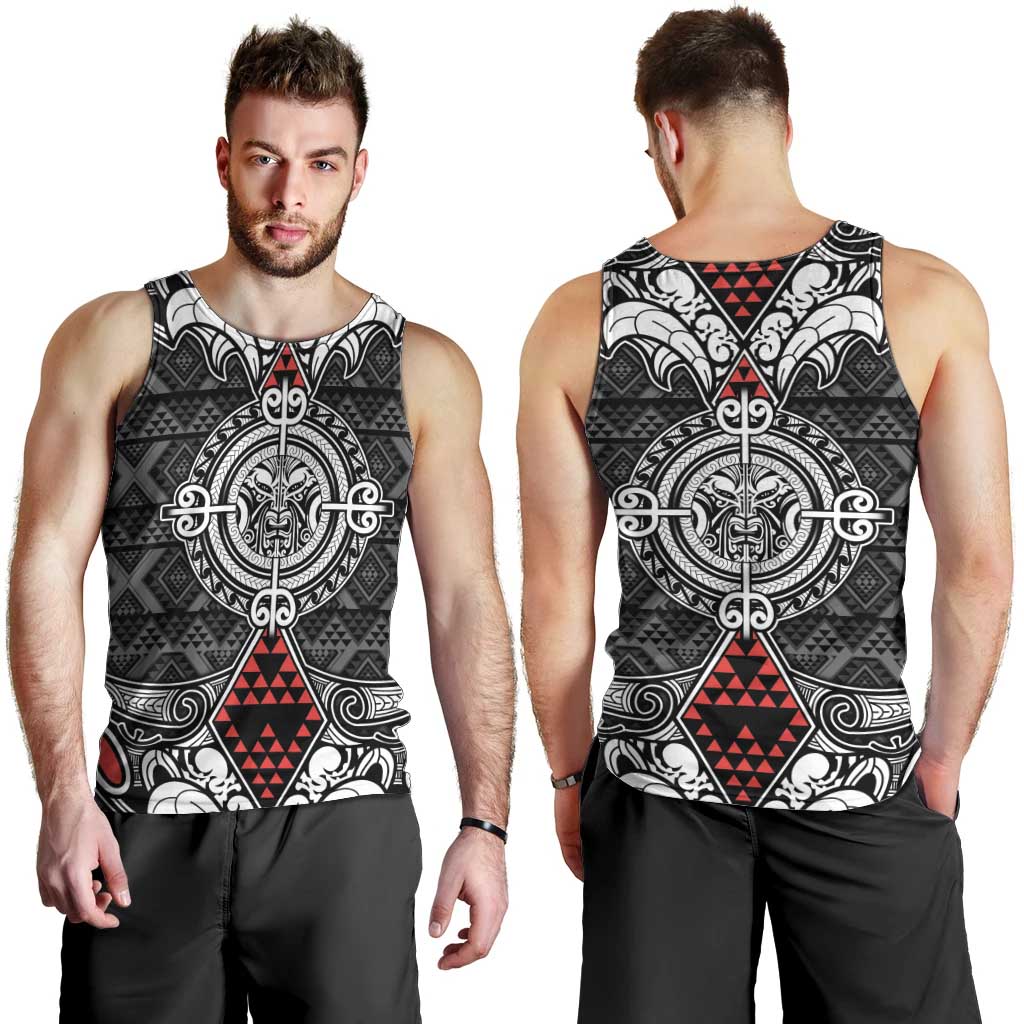Black Aotearoa Tanilo Motif Men Tank Top Vintage Maori New Zealand Tribal Art Pattern