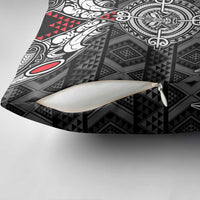 Black Aotearoa Taniko Motif Pillow Cover Vintage Maori New Zealand Tribal Art Pattern - Polynesian Pride
