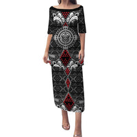 Black Aotearoa Tanilo Motif Puletasi Vintage Maori New Zealand Tribal Art Pattern