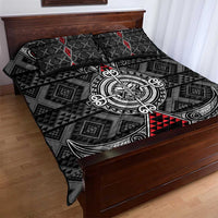 Black Aotearoa Taniko Motif Quilt Bed Set Vintage Maori New Zealand Tribal Art Pattern