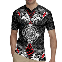 Black Aotearoa Tanilo Motif Rugby Jersey Vintage Maori New Zealand Tribal Art Pattern