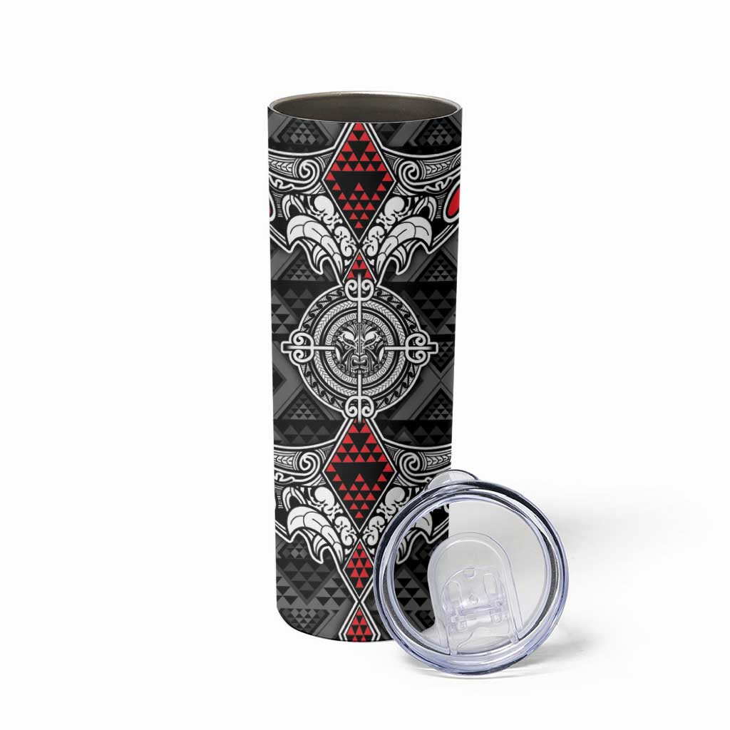 Black Aotearoa Taniko Motif Skinny Tumbler Vintage Maori New Zealand Tribal Art Pattern