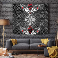 Black Aotearoa Taniko Motif Tapestry Vintage Maori New Zealand Tribal Art Pattern LT9 Black - Polynesian Pride
