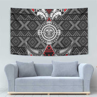 Black Aotearoa Taniko Motif Tapestry Vintage Maori New Zealand Tribal Art Pattern LT9 - Polynesian Pride