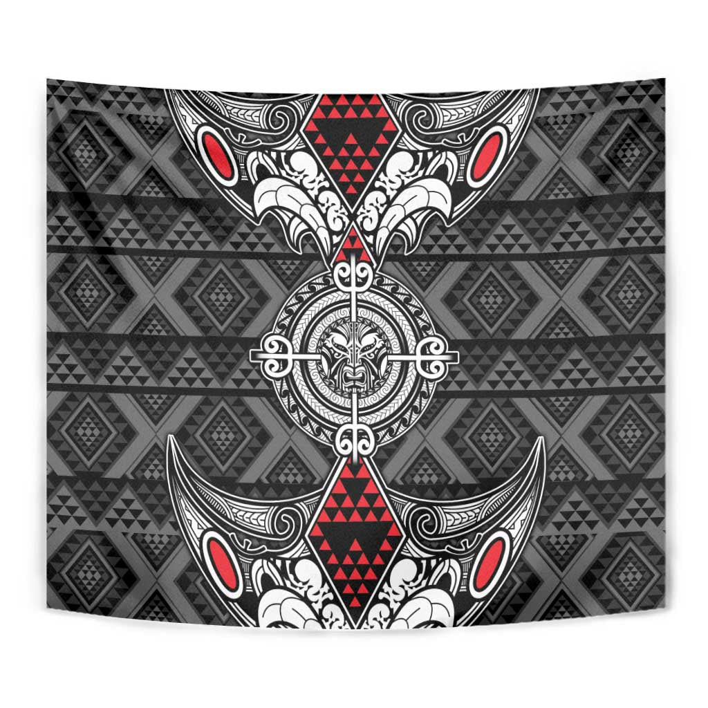 Black Aotearoa Taniko Motif Tapestry Vintage Maori New Zealand Tribal Art Pattern LT9 - Polynesian Pride