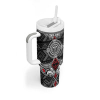 Black Aotearoa Taniko Motif Tumbler With Handle Vintage Maori New Zealand Tribal Art Pattern