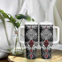 Black Aotearoa Taniko Motif Tumbler With Handle Vintage Maori New Zealand Tribal Art Pattern