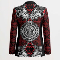 Red Aotearoa Taniko Motif Blazer Vintage Maori New Zealand Tribal Art Pattern - Polynesian Pride