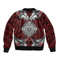 Red Aotearoa Tanilo Motif Bomber Jacket Vintage Maori New Zealand Tribal Art Pattern