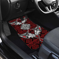 Red Aotearoa Taniko Motif Car Mats Vintage Maori New Zealand Tribal Art Pattern