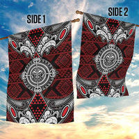 Red Aotearoa Taniko Motif Garden Flag Vintage Maori New Zealand Tribal Art Pattern