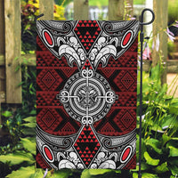 Red Aotearoa Taniko Motif Garden Flag Vintage Maori New Zealand Tribal Art Pattern