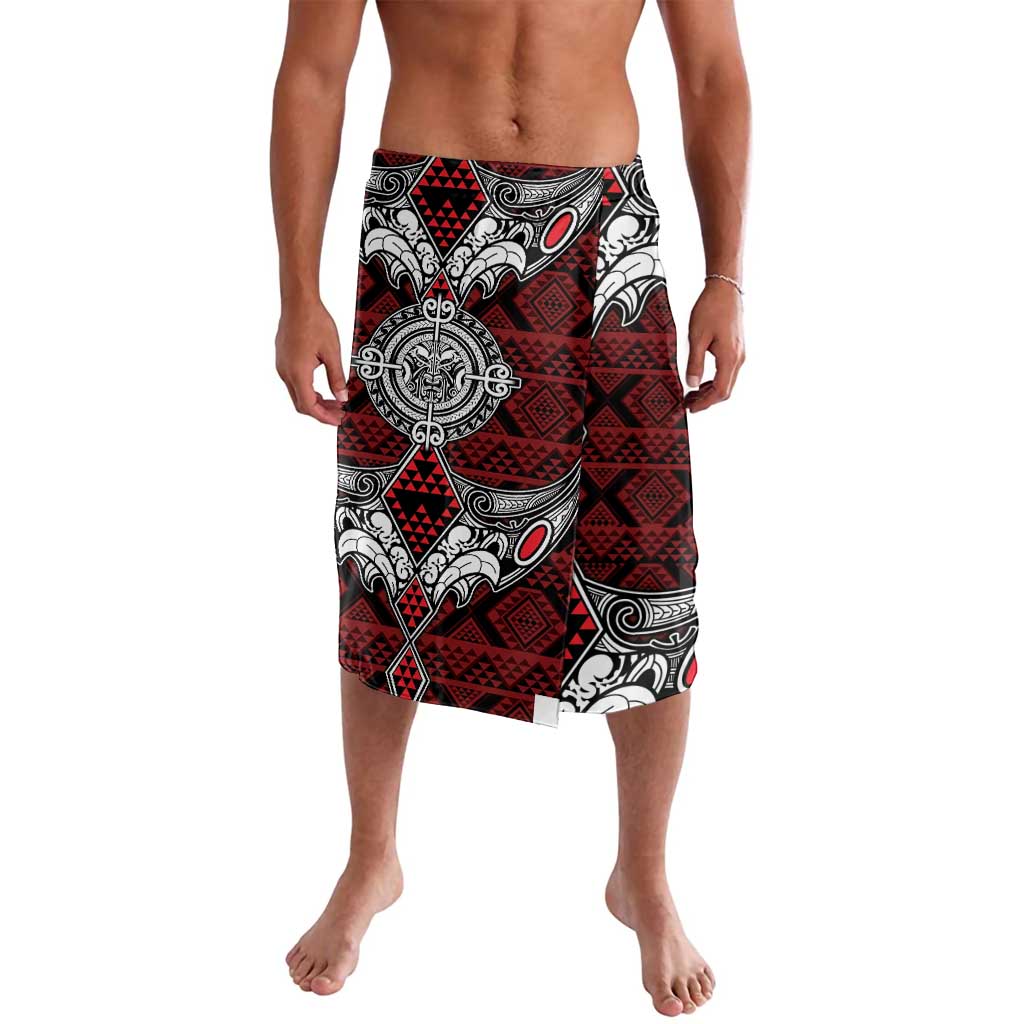 Red Aotearoa Tanilo Motif Lavalava Vintage Maori New Zealand Tribal Art Pattern