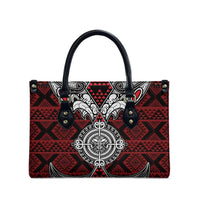 Red Aotearoa Taniko Motif Leather Bag Vintage Maori New Zealand Tribal Art Pattern - Polynesian Pride