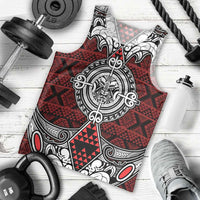 Red Aotearoa Tanilo Motif Men Tank Top Vintage Maori New Zealand Tribal Art Pattern
