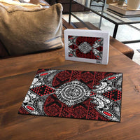 Red Aotearoa Taniko Motif Puzzle Vintage Maori New Zealand Tribal Art Pattern - Polynesian Pride
