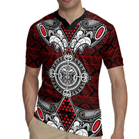 Red Aotearoa Tanilo Motif Rugby Jersey Vintage Maori New Zealand Tribal Art Pattern