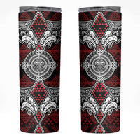 Red Aotearoa Taniko Motif Skinny Tumbler Vintage Maori New Zealand Tribal Art Pattern