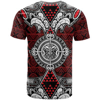 Red Aotearoa Tanilo Motif T Shirt Vintage Maori New Zealand Tribal Art Pattern