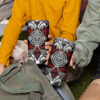 Red Aotearoa Taniko Motif Tumbler Cup Vintage Maori New Zealand Tribal Art Pattern