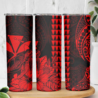 Kakau Polynesian Tribal Hawaiian Turtle Skinny Tumbler with Kanaka Maoli Red