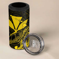 Kakau Polynesian Tribal Hawaiian Turtle 4 in 1 Can Cooler Tumbler with Kanaka Maoli Yellow