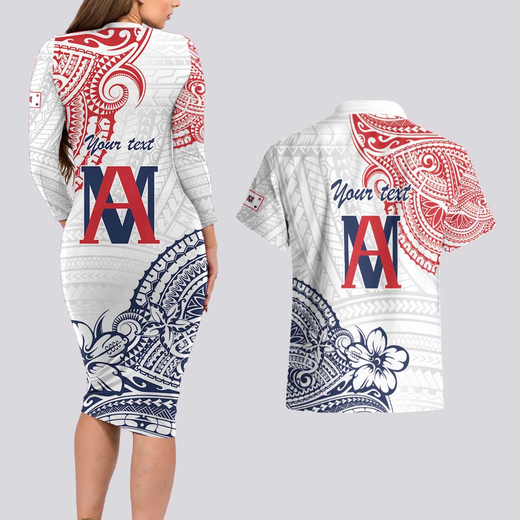 Kingdom of Uvea 1842-1860 Personalized Couples Matching Long Sleeve Bodycon Dress and Hawaiian Shirt Wallis and Futuna Polynesian Tribal Pattern