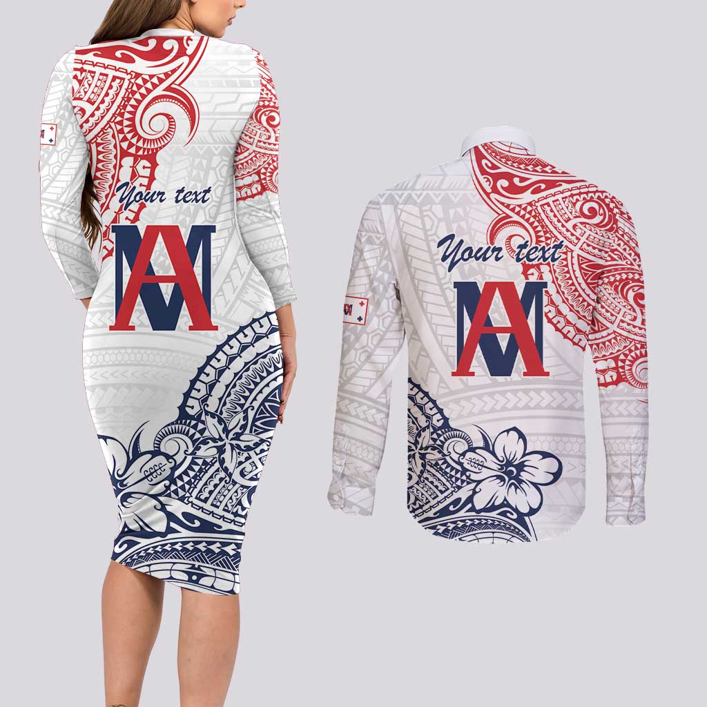 Kingdom of Uvea 1842-1860 Personalized Couples Matching Long Sleeve Bodycon Dress and Long Sleeve Button Shirt Wallis and Futuna Polynesian Tribal Pattern