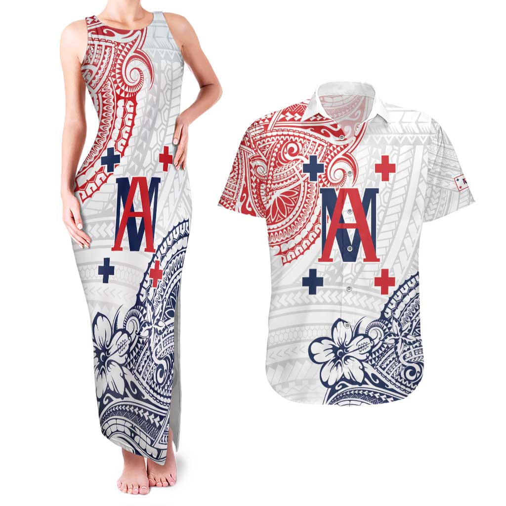 Kingdom of Uvea 1842-1860 Personalized Couples Matching Tank Maxi Dress and Hawaiian Shirt Wallis and Futuna Polynesian Tribal Pattern