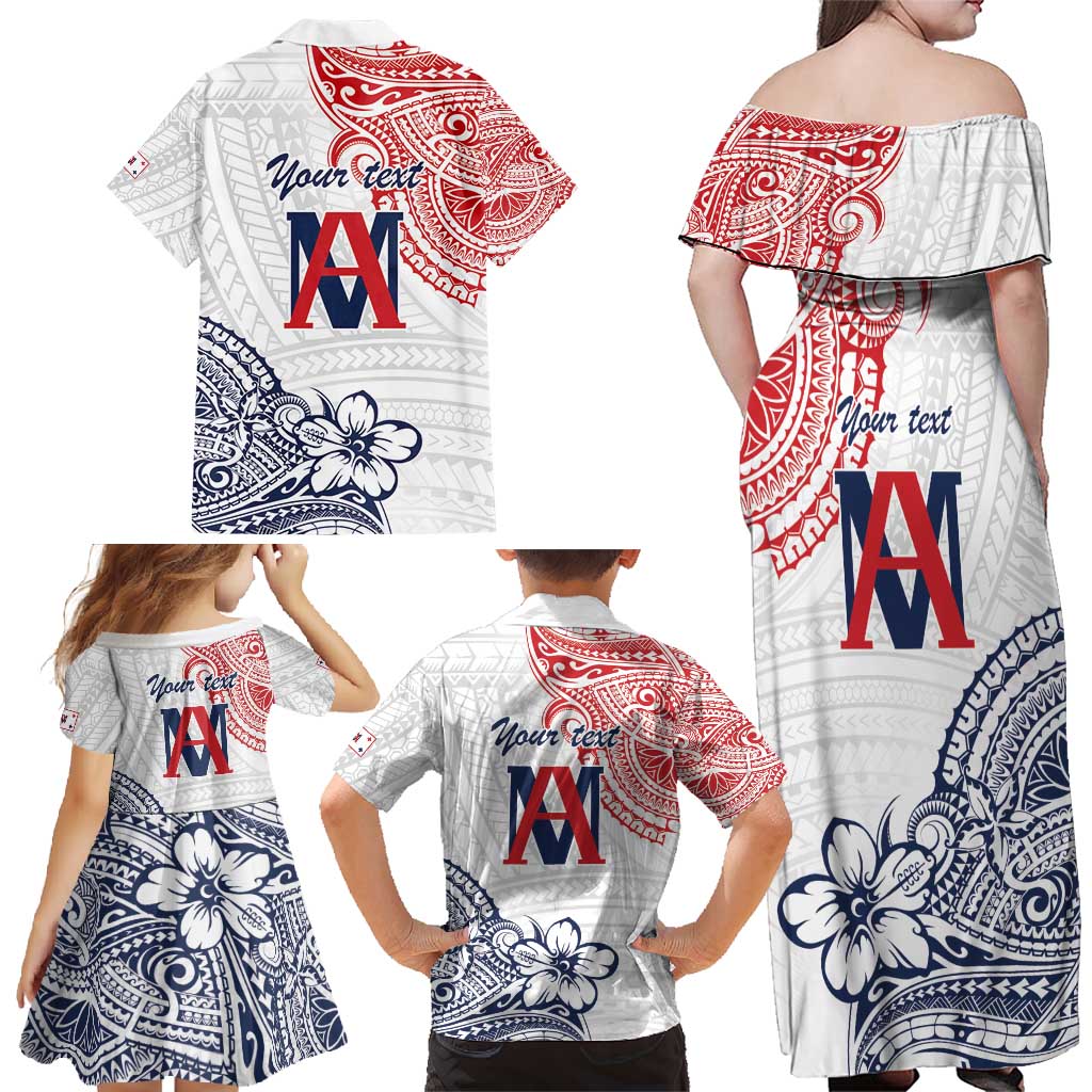 Kingdom of Uvea 1842-1860 Personalized Family Matching Off Shoulder Maxi Dress and Hawaiian Shirt Wallis and Futuna Polynesian Tribal Pattern