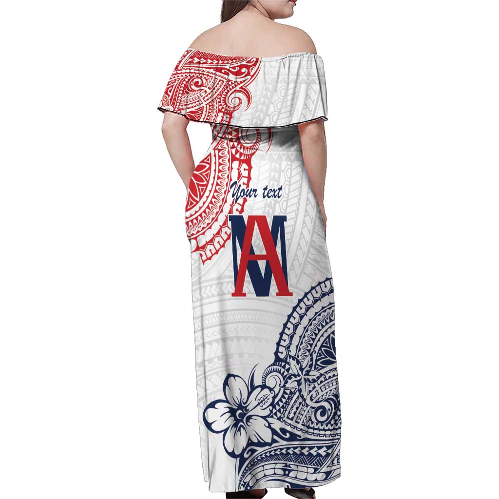 Kingdom of Uvea 1842-1860 Personalized Family Matching Off Shoulder Maxi Dress and Hawaiian Shirt Wallis and Futuna Polynesian Tribal Pattern