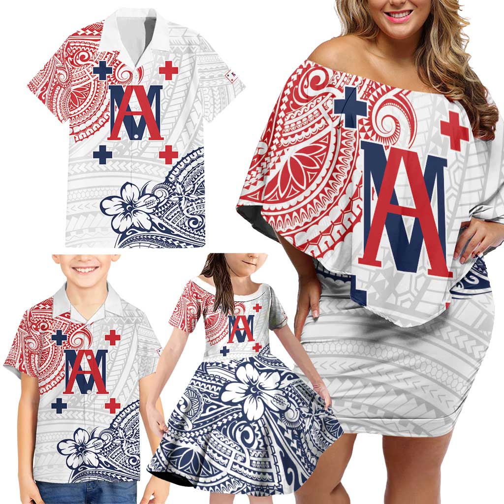 Kingdom of Uvea 1842-1860 Personalized Family Matching Off Shoulder Short Dress and Hawaiian Shirt Wallis and Futuna Polynesian Tribal Pattern