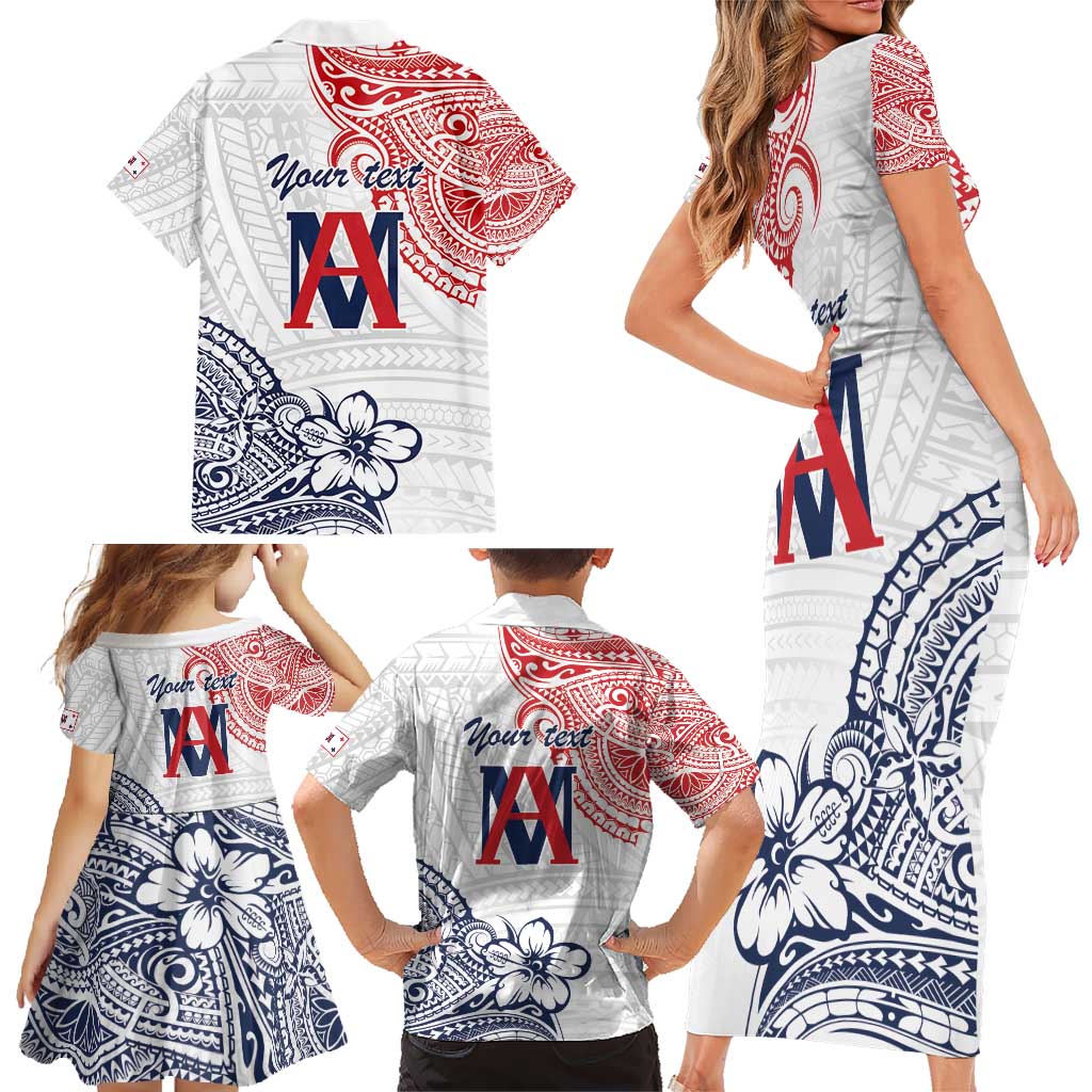 Kingdom of Uvea 1842-1860 Personalized Family Matching Short Sleeve Bodycon Dress and Hawaiian Shirt Wallis and Futuna Polynesian Tribal Pattern